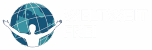 Weltweitfrei.com Logo quer mit weißer Schrift